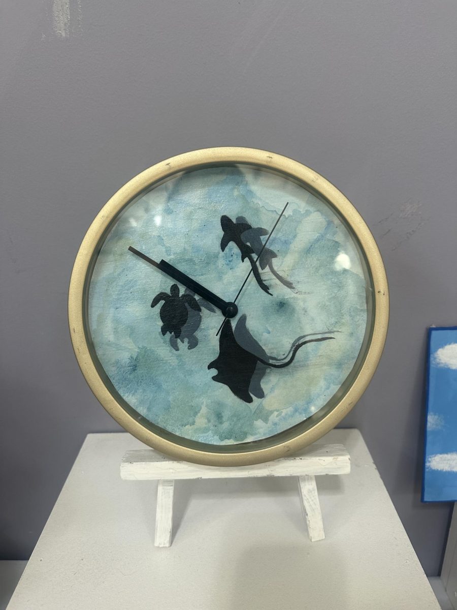 “My artwork represents the changing of the ocean and its marine life. From the smallest organisms like a shark, to the majestic manta ray, the art work shows the diversity and resilience of marine life. It serves as a delicate balance within the ocean ecosystem and the importance of preserving and keeping it beautiful,” Aubrey McCormick (‘27) said.

