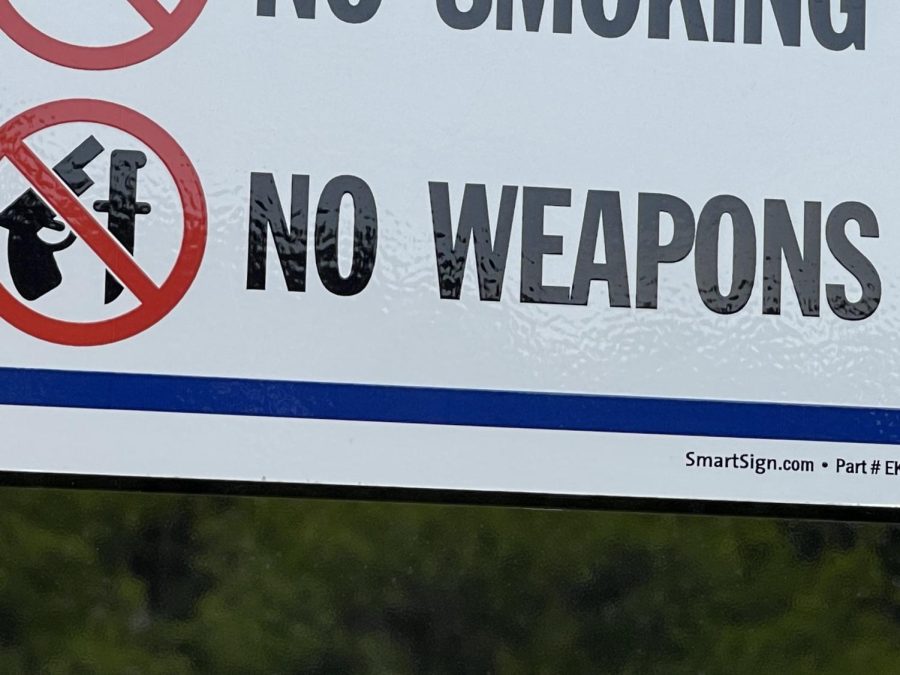 Many schools like CSD clearly display rules and regulations, including “No Weapons,” for everyone to follow.