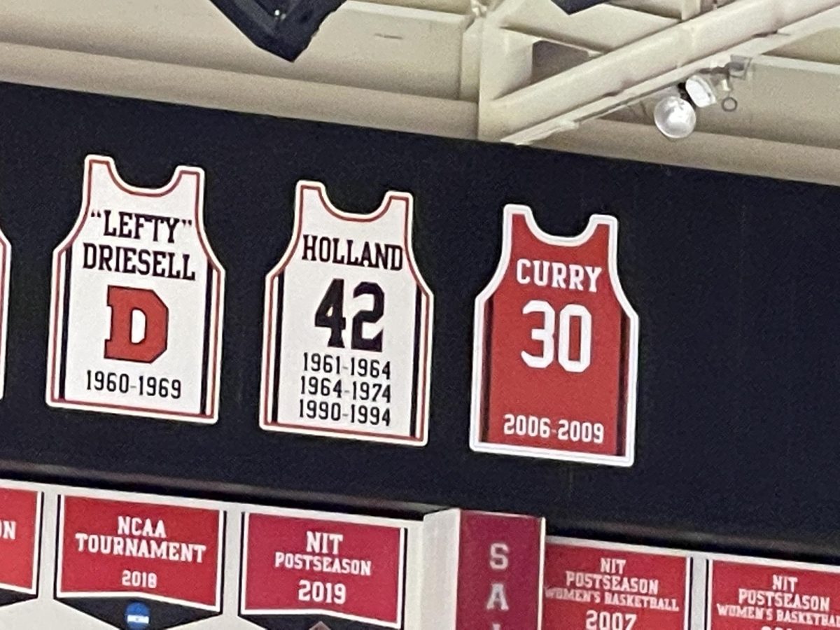 Steph Curry’s jersey now hangs in Belk Arena above the same floor he made famous as an undergrad.