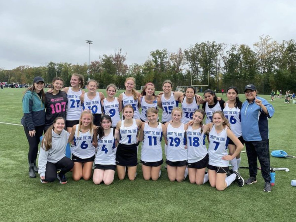 Front row third from right, Isabel Sands (‘27) played for Christ the King’s (CTK) field hockey team in the 2023-24 fall season, along with four more girls at CSD and a few others from various other high schools that didn’t have a team. 
