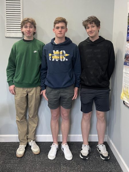 The newly elected NHS officers (Left) Vice President of Service Marshall Ricks (‘25), (Center) President Keenan Addis (‘25) and (Right) Secretary Aidan Lewis (‘25) share thoughts about scholarship, leadership, character and service (plus a few of their favorites) in the Spartan Questionnaire. Photo used courtesy of Ms. Emily McMullin, National Honor Society.
