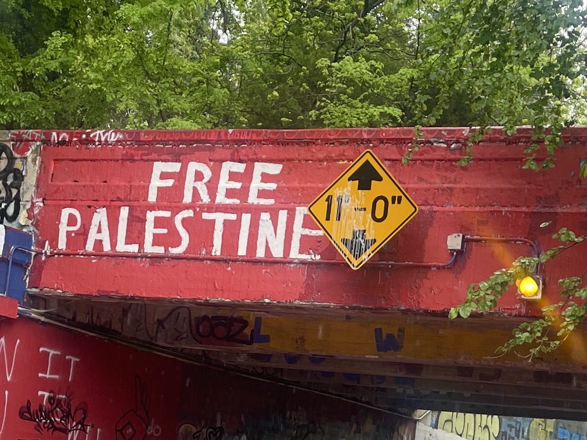 On college campuses across the country, students and others are speaking up about the conflict in the Gaza Strip. At Duke University in Durham, North Carolina, student voices even appear in paint on the bridge to East Campus.