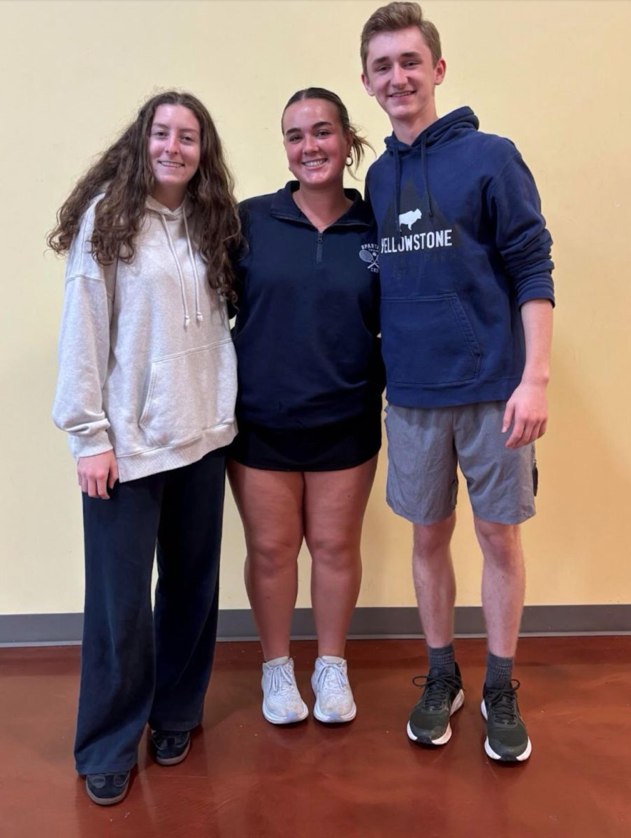 From left, seniors Julia Vecchiarello (‘25), Emma Mills (‘25) and Logan Cain (‘25) pose together in the early weeks of their final year at CSD.
