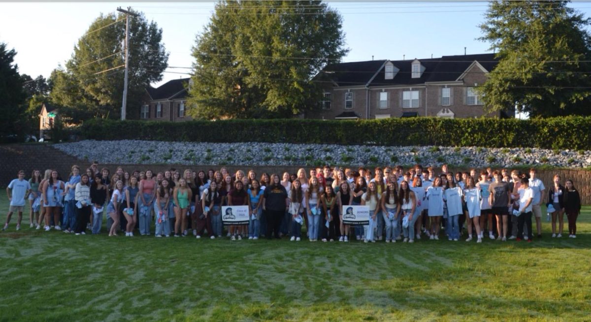 CSD’s entire class of 2025 celebrates the start of the year during the annual Senior Sunrise on August 14, 2024. This new tradition invites seniors to come together early in the morning on first day of school, rekindle friendships  and enter the building before anyone else. (Image used courtesy of CSD Student Life.)
