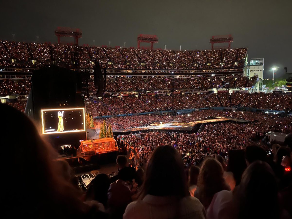 Taylor Swift takes the stage in Nashville, Tennessee, during her “evermore” era singing “marjorie.” Her May 2023 show ran for more than three hours and included songs from across her entire 20 year career.
