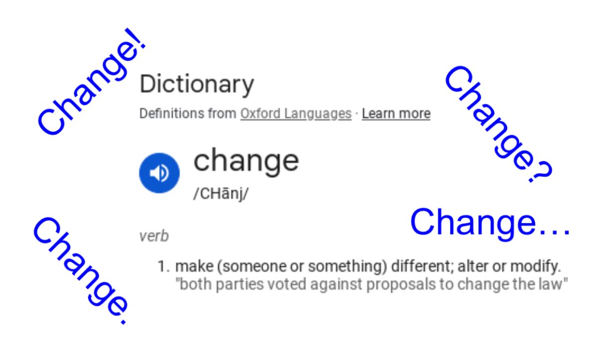 Change is a force that is constantly moving around everybody all the time. Although the word has its own denotation, or literal meaning when searched, it can evoke a variety of different feelings and emotions for people in different situations. The choice then becomes how to deal with it.
