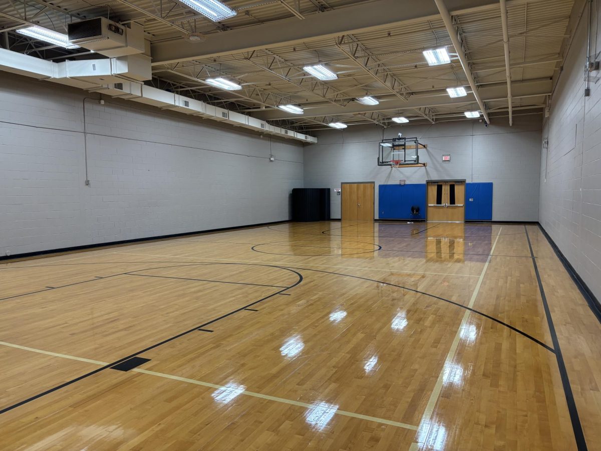 The CSD high school auxiliary gym sits empty. As one of three gymnasiums across both campuses, mats could be rolled out for wrestling practices and tournaments.
