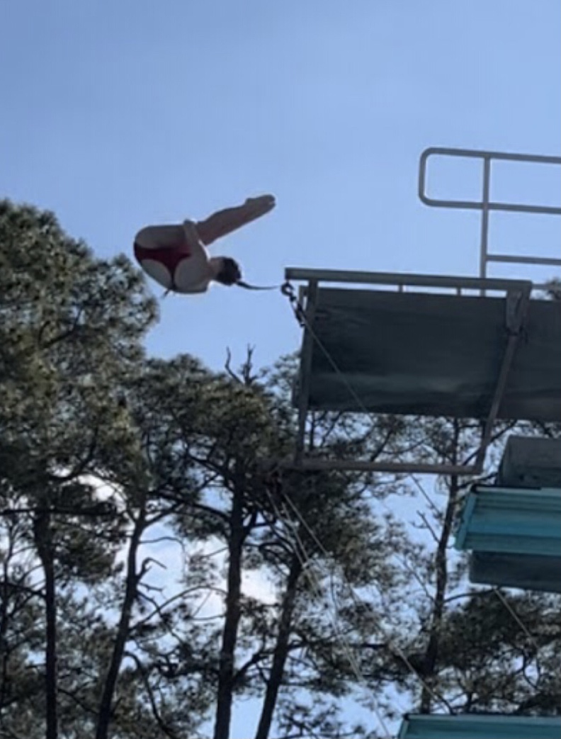 From nearly 25’, CSD high school divers like journalist and student athlete, Avery Nardone, perform dives that seem larger (and higher) than life (and the tree tops).