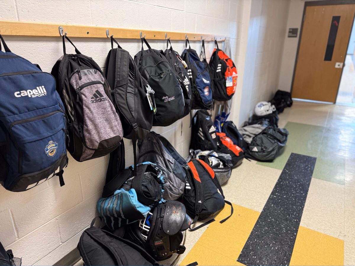 CSD Spartans fall athletes line their bags up along the hallway outside Griffin Gym before their practices and games. The return of sporting equipment means it’s time for fall athletes to get back to doing what they love.