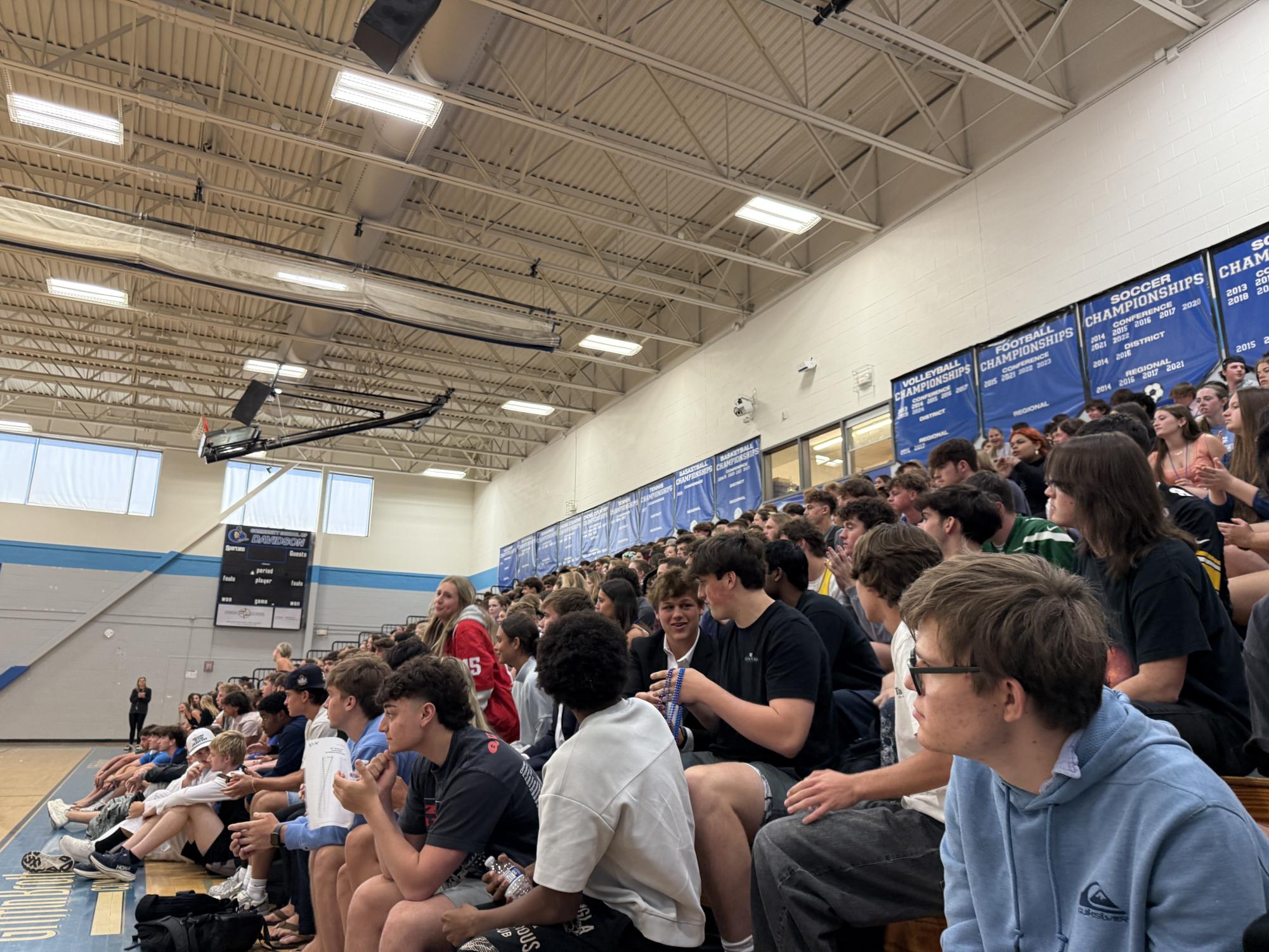 CSD students gather for the spring pep rally in Griffin gym. More than 500 students came to the high school building for the first day of school last August and now the class of 2026 is graduating in the year is coming to a close. (CSD Journalism class photo)