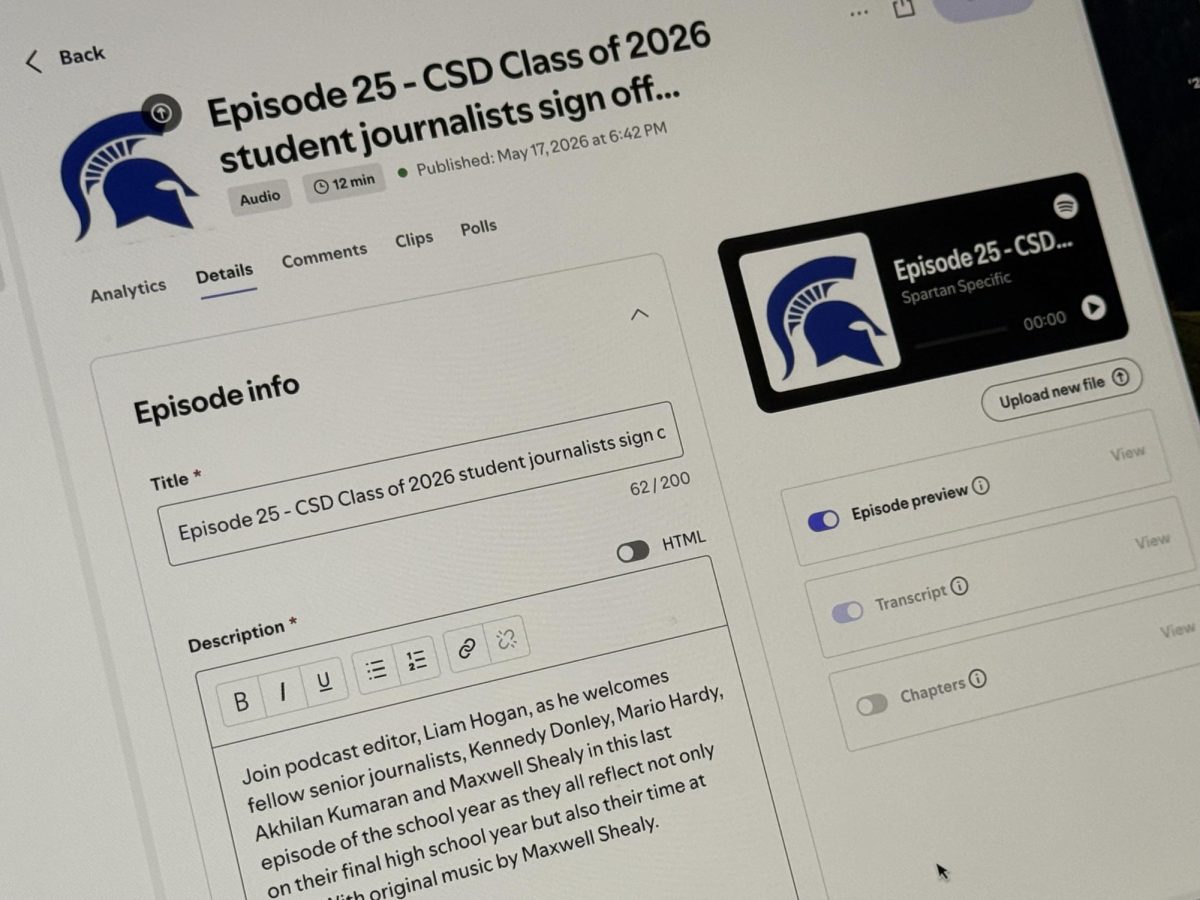 The last podcast episode of the year is now live. Thanks to the class of 2026 for all your efforts on this episode of Spartan Specific. (CSD Journalism class photo)
